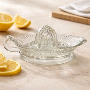 Vintage Clear Glass Citrus Juicer - Handheld Lemon & Lime Reamer